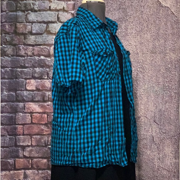 Elixir Men Blue/Black Plaid Button Up Shirt Size L - Picture 2 of 5